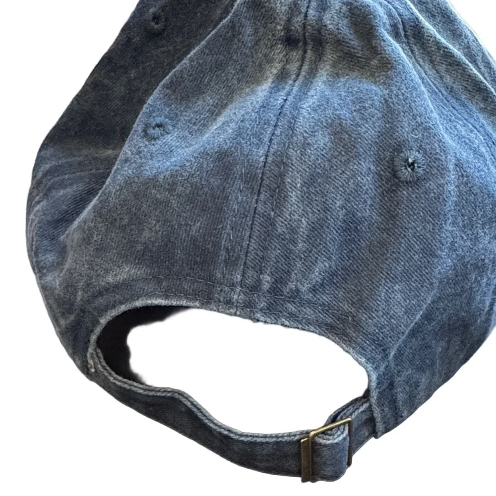 Navy Blue Baseball Cap Hat with Heart Animal Print Design NWT